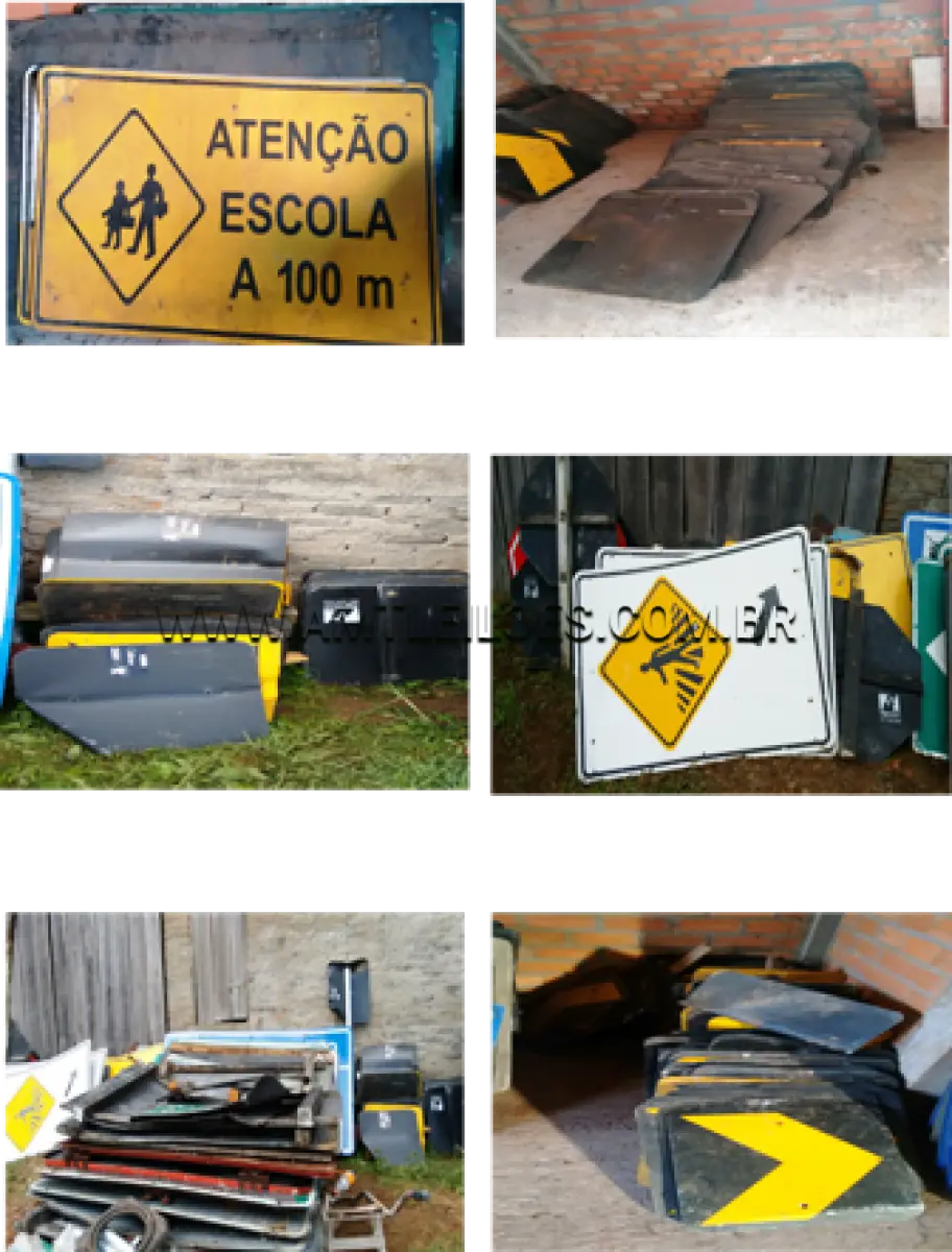 LOTE 031 - PLACAS DE REGULAMENTAÇÃO; PLACAS DE INDICAÇÃO; PLACA MA; PLACA 2000X1000; PLACA 2000X500; PLACA DE MARCO QUILOMÉTRICO; PLACA DE ÔNIBUS; PLACA REGULAMENTADORA;PLACA DE ADVERTÊNCIA - UL DNIT VACARIA