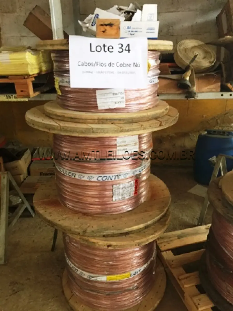 LOTE 034 - 1.390 KG. DE CABOS/FIOS DE COBRE NU, MATL. 30092, LOTE EXCLUSIVO ME/EPPs, VALOR P/KG R$ 20,00, CLASSE II A, LOCAL P/ RETIRADA 2000