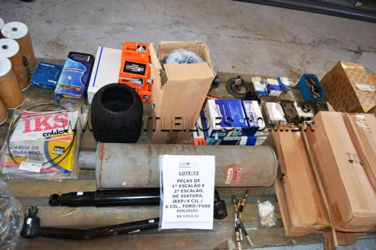LOTE 072 - PEÇAS DE 1º ESCALÃO E 2º ESCALÃO, DE VIATURA, JEEP/4 CIL./6 CIL., FORD/F600