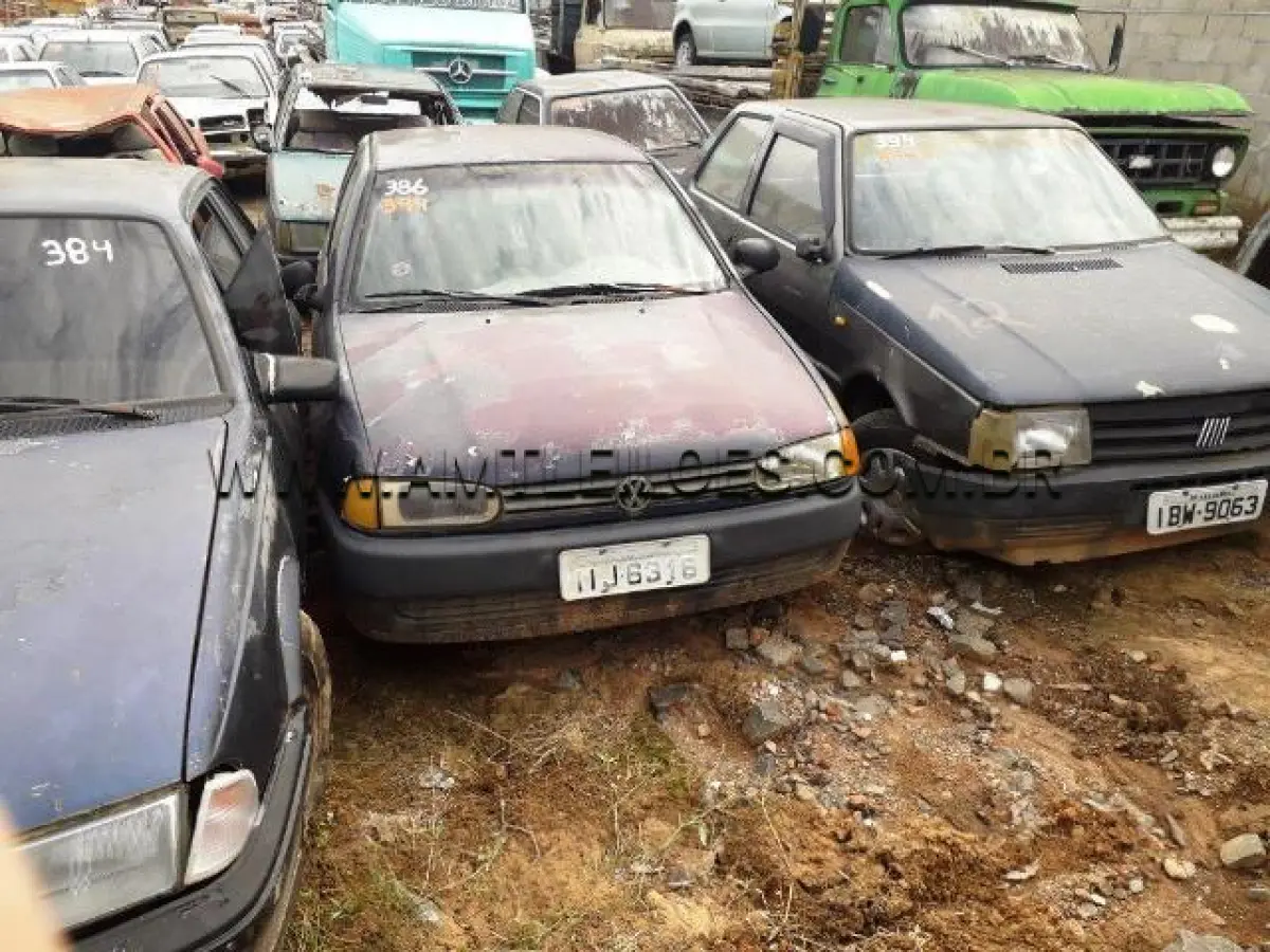 LOTE 394 - SUCATAS: FIAT/UNO ELECTRONIC (+), ANO: 1994/1994, PLACA: MCY3370; FORD/DEL REY GHIA, ANO: 1988/1989, PLACA: IBU4232; GM/MONZA SL/E 2.0 (+), ANO: 1991/1991, PLACA: IDP7403; VW/GOL 16V, ANO: 1998/1999, PLACA: IIJ6318; FIAT/PREMIO S (+), ANO: 1990/1990, PLACA: IBW9063; VW/GOL MI (+), ANO: 1997/1997, PLACA: HOO9497; FIAT/UNO MILLE SMART (+), ANO: 2000/2001, PLACA: IJR7811