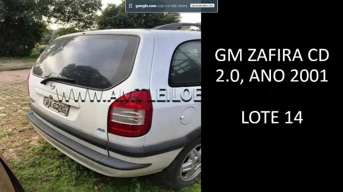 LOTE 014 - MARCA/MODELO: GM ZAFIRA CD 2.0. ANO: 2001.