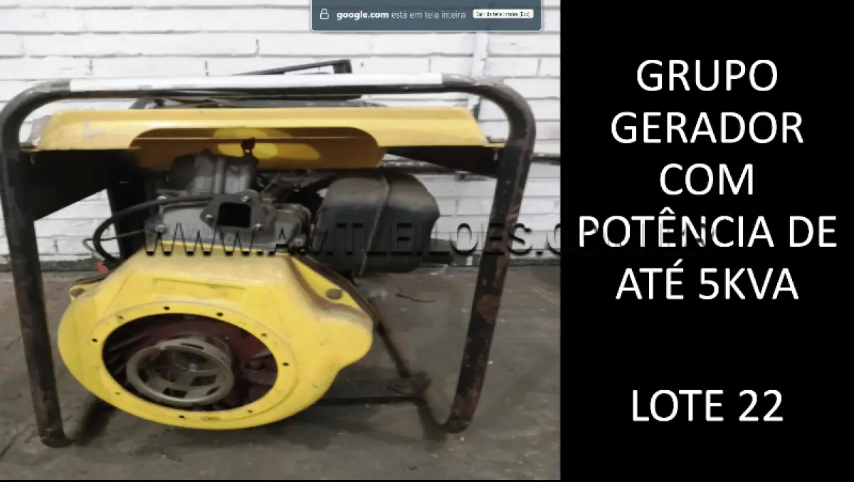 LOTE 022 - GRUPO GERADOR COM POTÊNCIA DE ATÉ 5 KVA