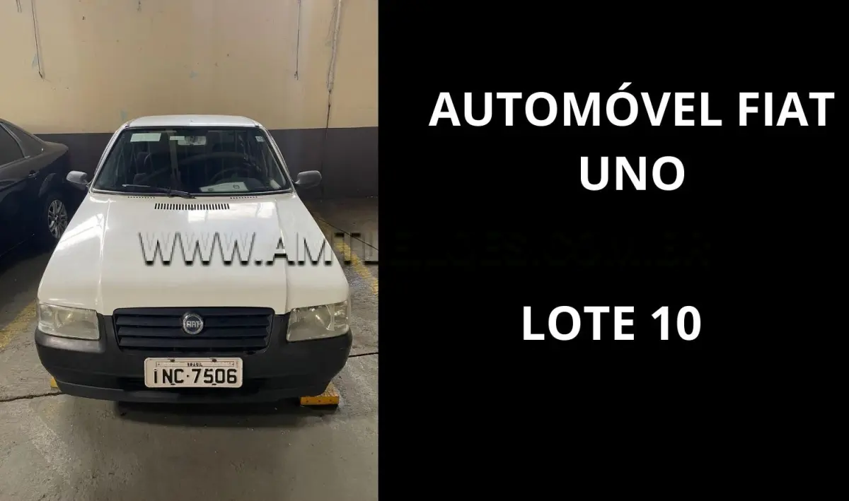 LOTE 010 - MARCA/MODELO: AUTOMÓVEL EMP GE FIAT / UNO MILLE ECONOMY 05PSG 4X2, ANO: 2006.