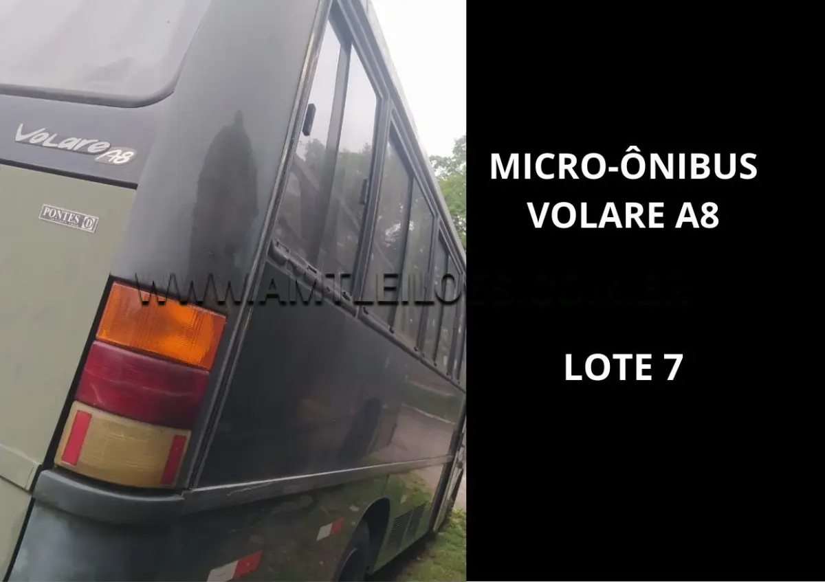 LOTE 007 - MARCA/MODELO: MICRO - ÔNIBUS MARCOPOLO / EMP GE VOLARE A8 28PSG 4X2, ANO: 2000;  MARCA/MODELO: AUTOMÓVEL CMDO FIAT / UNO MILLE 5PSG 4X2 , ANO: 2000.