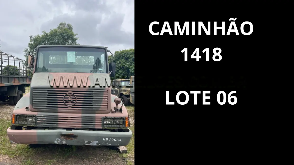 LOTE 006 - MARCA/MODELO: VIATURA CAMINHÃO MERCEDES - BENZ / EMP GE LA1418/51 5T 4X4, ANO: 1998; Pneus: 11.00R22.5 (30 unidades) 10.00R20 (21 unidades) Aro R22.5 (29 unidades) 9.00R20 (13 unidades) Aro 16 (45 unidades) Aro 17 (27 unidades) Aro 15 (8 unidades) Aro 14 (6 unidades) Não especificado (5 unidades).