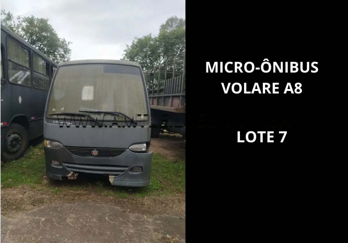 LOTE 007 - MARCA/MODELO: MICRO - ÔNIBUS MARCOPOLO / EMP GE VOLARE A8 28PSG 4X2, ANO: 2000;  MARCA/MODELO: AUTOMÓVEL CMDO FIAT / UNO MILLE 5PSG 4X2 , ANO: 2000.