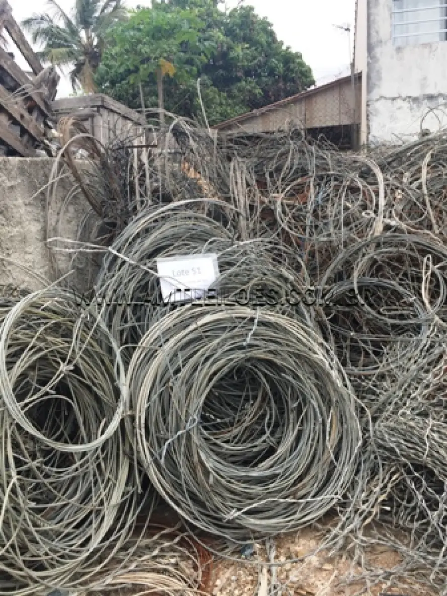 LOTE 051 - 25.000 KG DE SUCATA DE CABO DE AÇO (CORDOALHA), MATL. 206, LOTE EXCLUSIVO ME/EPPs, VALOR P/ KG R$ 0,30, CLASSE II A, LOCAL P/ RETIRADA 2000