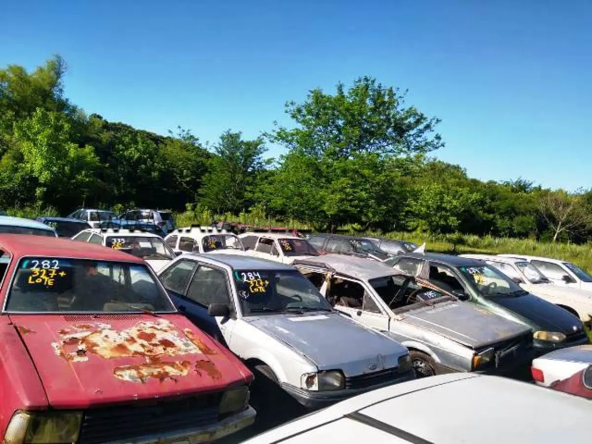 LOTE 327 - SUCATAS: GM/CHEVETTE, ANO: 1982/1982, PLACA: IBX2550; FORD/BELINA (+), ANO: 1979/1979, PLACA: ICS3212; FORD/VERONA LX (+), ANO: 1992/1992, PLACA: LKH5950; VW/GOL CL 1.6 MI (+), ANO: 1998/1999, PLACA: IIN0552; VW/PARATI S (+), ANO: 1985/1986, PLACA: IGI8998; VW/FUSCA 1500, ANO: 1975/1975, PLACA: ICT8349; FIAT/SIENA ELX (+), ANO: 2000/2000, PLACA: GYO6842