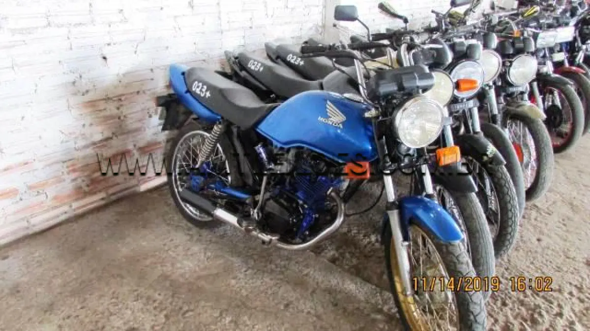 LOTE 023 - SUCATAS: HONDA/CG 125 TITAN (+), ANO: 1998/1998
PLACA: IHK4248; YAMAHA/YBR 125E (+), ANO: 2003/2003, PLACA: ILD6530; YAMAHA/YBR 125K (+), ANO: 2007/2007, PLACA: INV0821; YAMAHA/YBR 125E (+), ANO: 2004/2005, PLACA: IMD9476; HONDA/CG 150 TITAN KS (+), ANO: 2006/2007, PLACA: INM5137