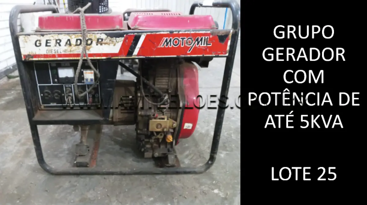 LOTE 025 - GRUPO GERADOR COM POTÊNCIA DE ATÉ 5 KVA