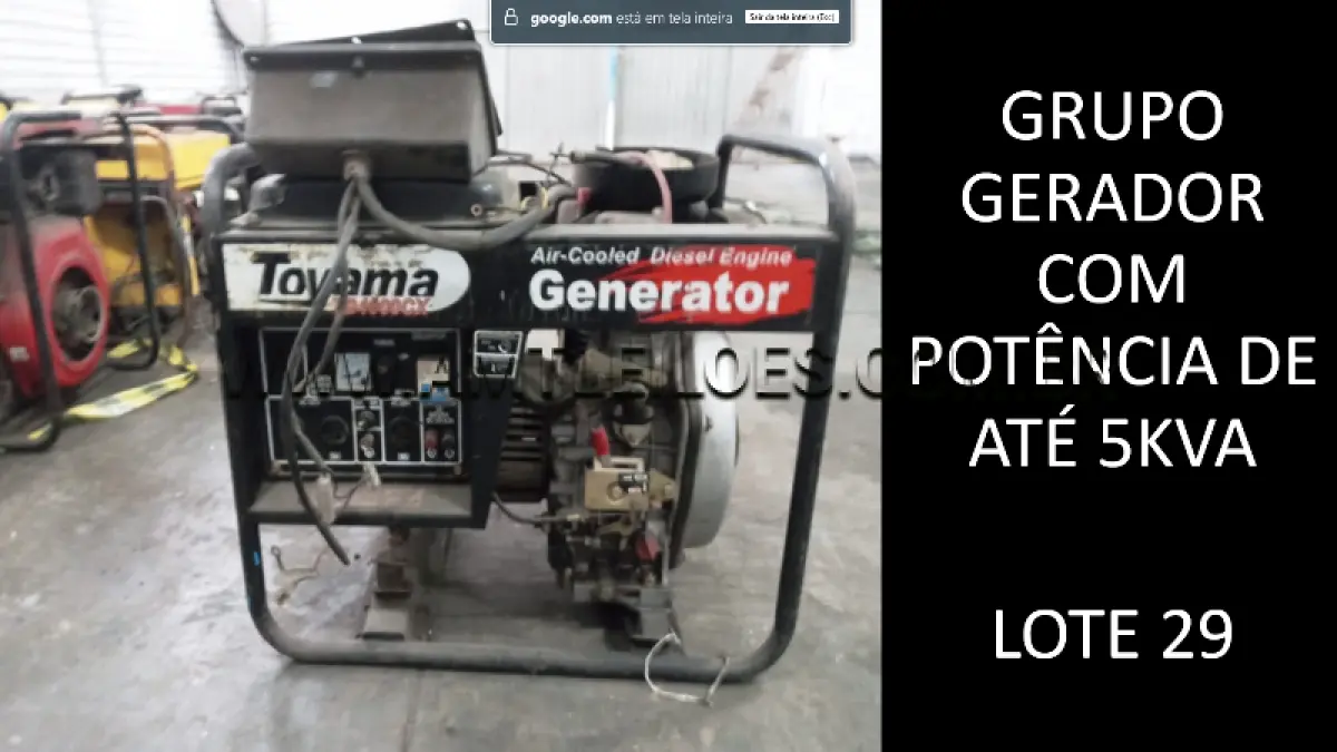 LOTE 029 - GRUPO GERADOR COM POTÊNCIA ATÉ 5 KVA