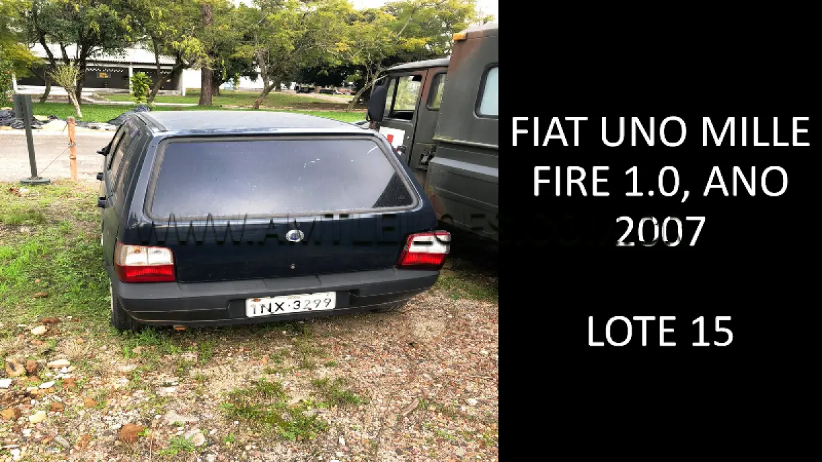 LOTE 015 - MARCA/MODELO: FIAT UNO MILLE FIRE 1.0, ANO: 2007.