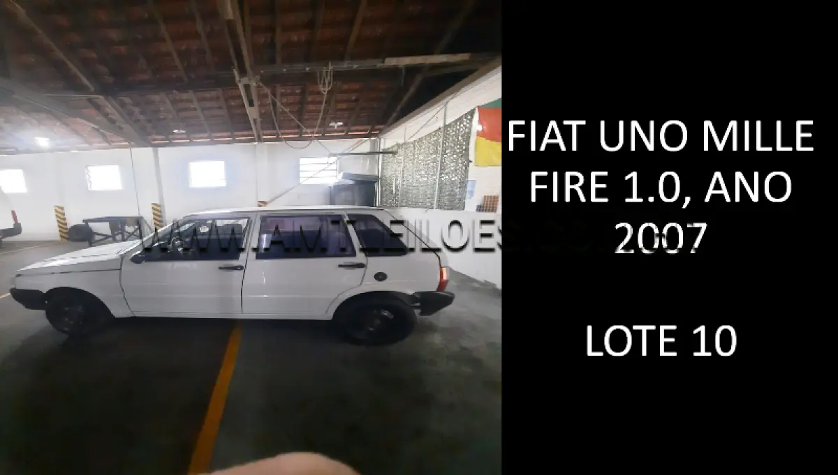 LOTE 010 - MARCA/MODELO: FIAT UNO MILLE FIRE 1.0, ANO: 2007.