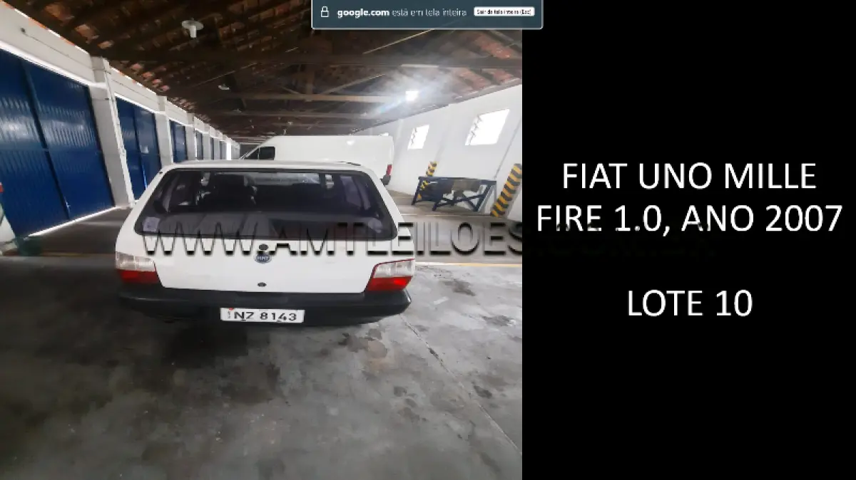 LOTE 010 - MARCA/MODELO: FIAT UNO MILLE FIRE 1.0, ANO: 2007.