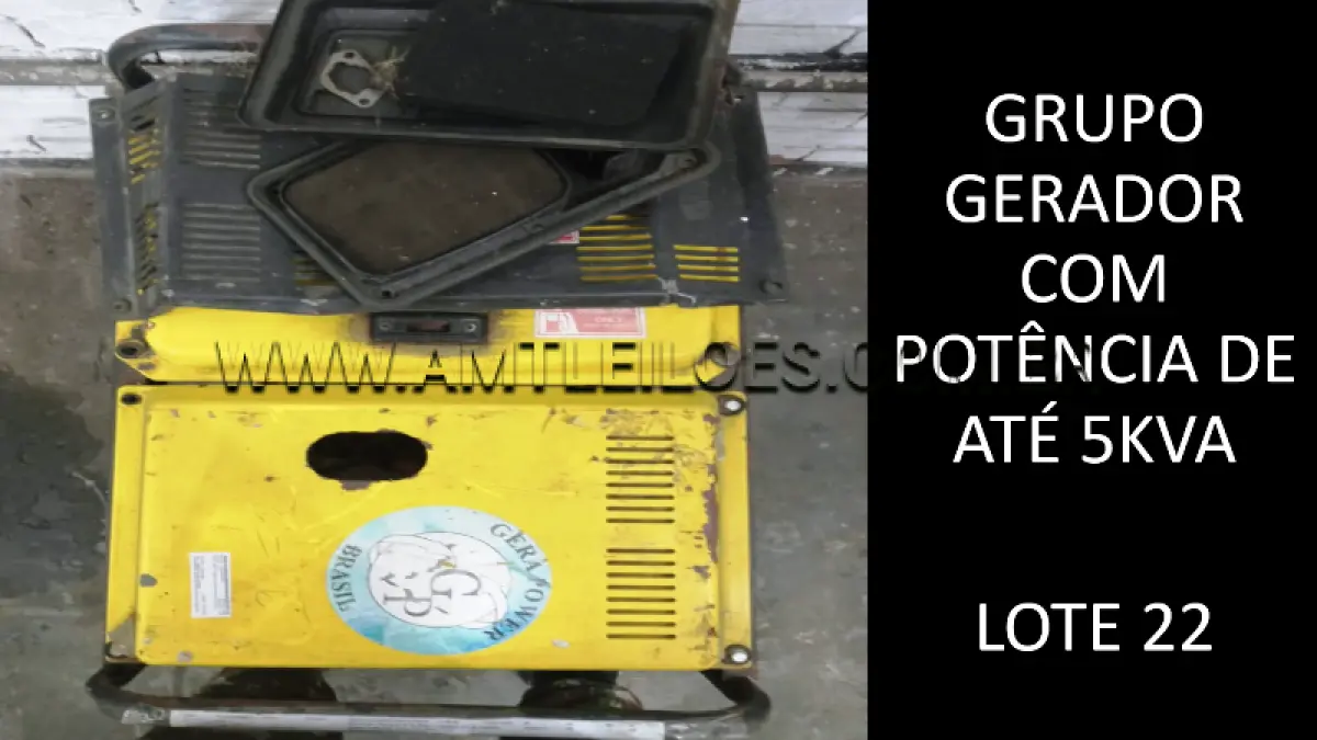 LOTE 022 - GRUPO GERADOR COM POTÊNCIA DE ATÉ 5 KVA