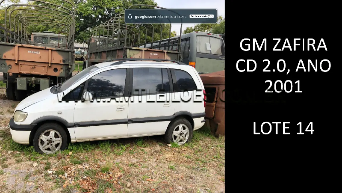 LOTE 014 - MARCA/MODELO: GM ZAFIRA CD 2.0. ANO: 2001.