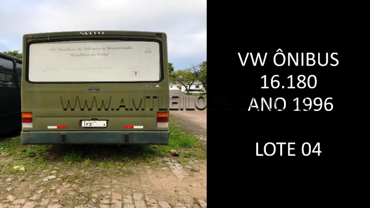 LOTE 004 - MARCA/MODELO: VW ÔNIBUS 16.180, ANO: 1996.