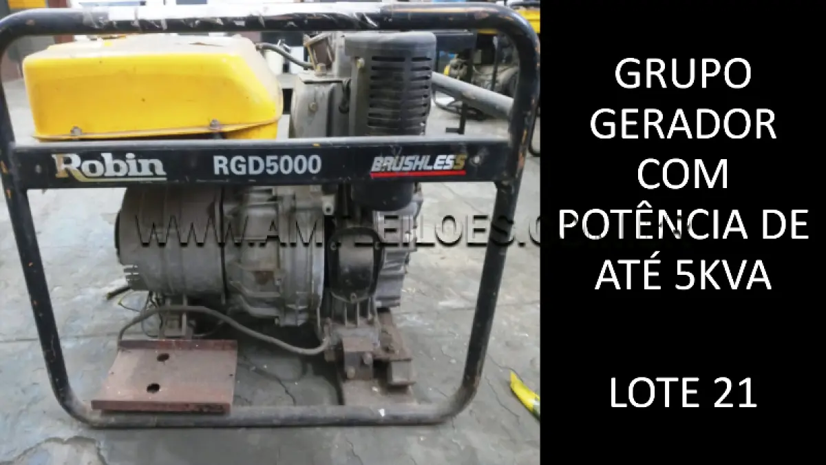 LOTE 021 - GRUPO GERADOR COM POTÊNCIA DE ATÉ 5 KVA