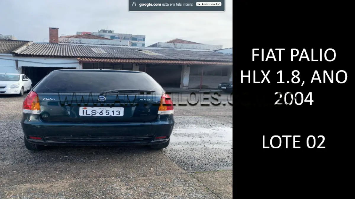 LOTE 002 - MARCA/MODELO: FIAT PALIO HLX 1.8, ANO: 2004.