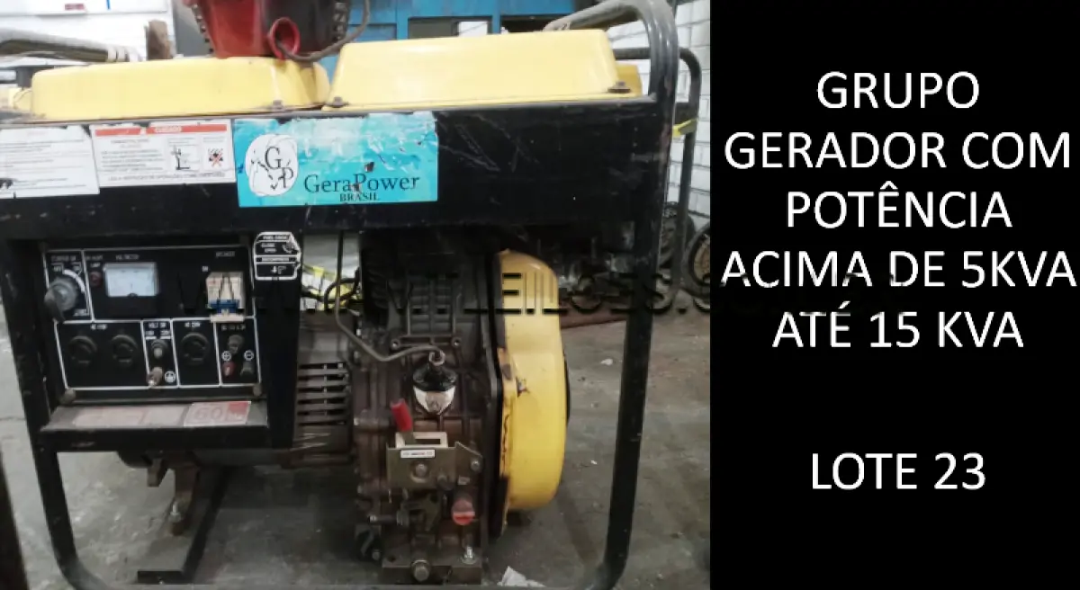 LOTE 023 - GRUPO GERADOR COM POTÊNCIA ACIMA DE 5 KVA ATÉ 15 KVA