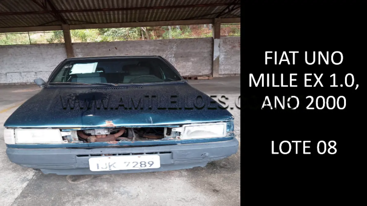 LOTE 008 - MARCA/MODELO: FIAT UNO MILLE EX 1.0, ANO: 2000.