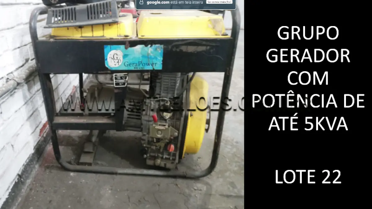 LOTE 022 - GRUPO GERADOR COM POTÊNCIA DE ATÉ 5 KVA