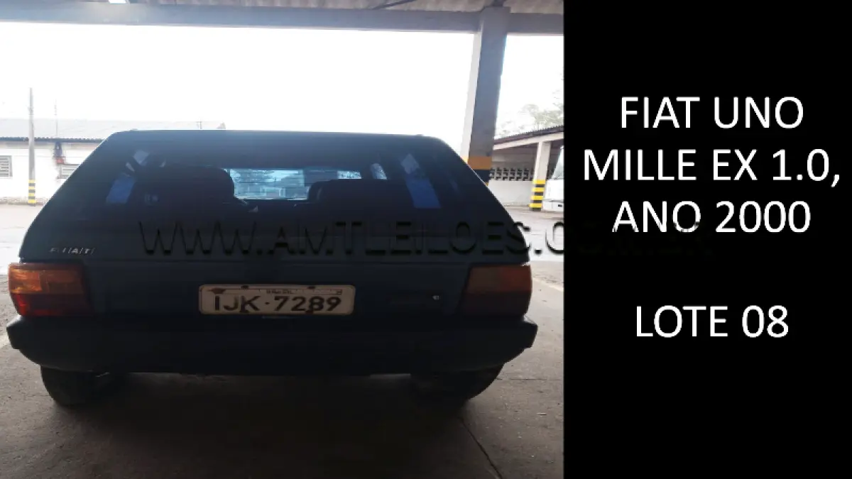 LOTE 008 - MARCA/MODELO: FIAT UNO MILLE EX 1.0, ANO: 2000.