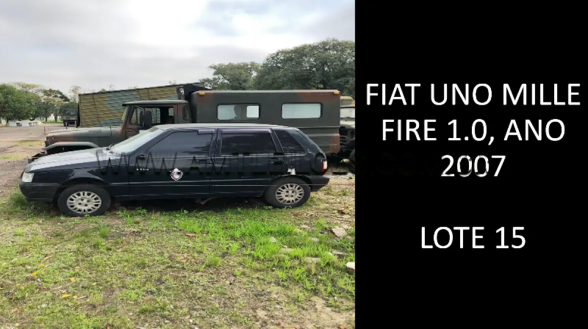 LOTE 015 - MARCA/MODELO: FIAT UNO MILLE FIRE 1.0, ANO: 2007.