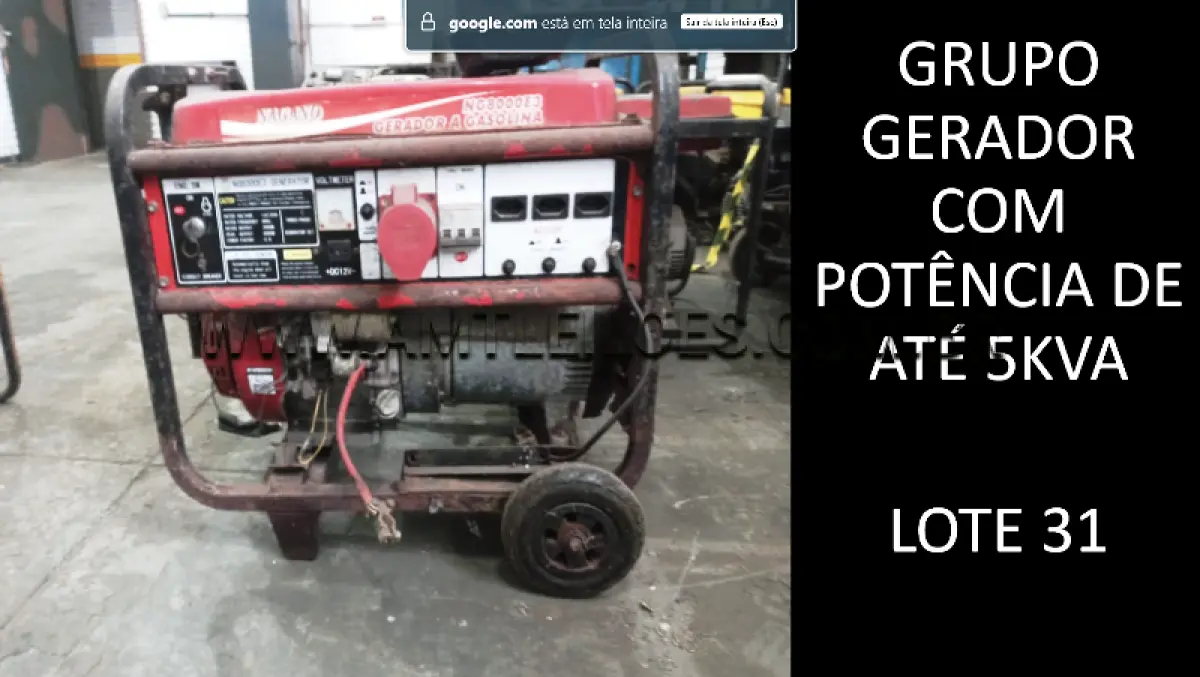 LOTE 031 - GRUPO GERADOR COM POTÊNCIA DE ATÉ 5 KVA