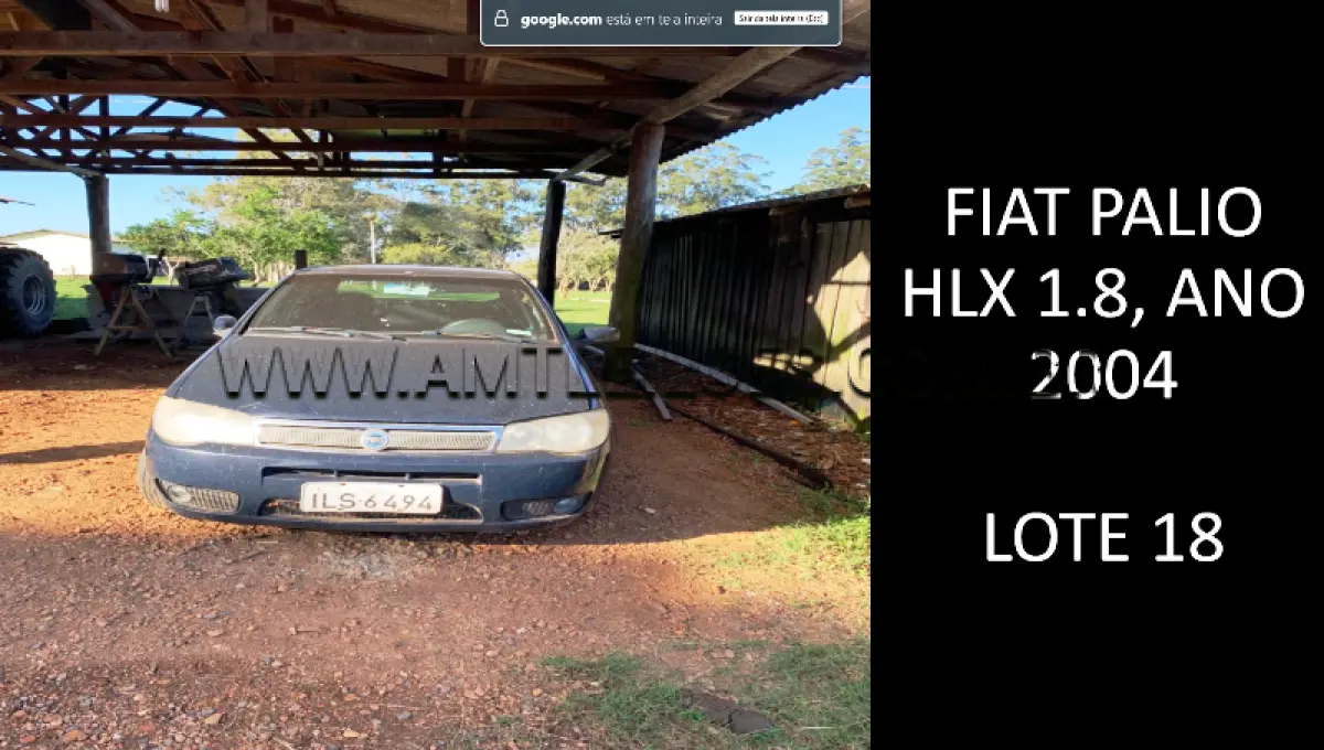 LOTE 018 - MARCA/MODELO: FIAT PALIO HLX 1.8, ANO: 2004.