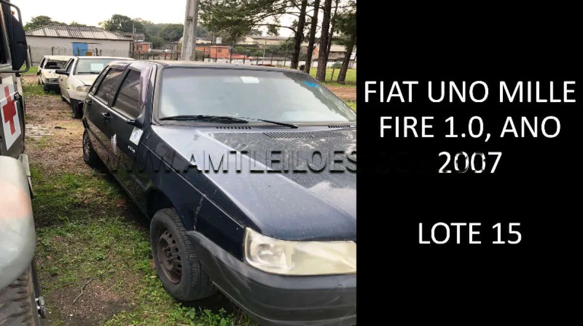 LOTE 015 - MARCA/MODELO: FIAT UNO MILLE FIRE 1.0, ANO: 2007.
