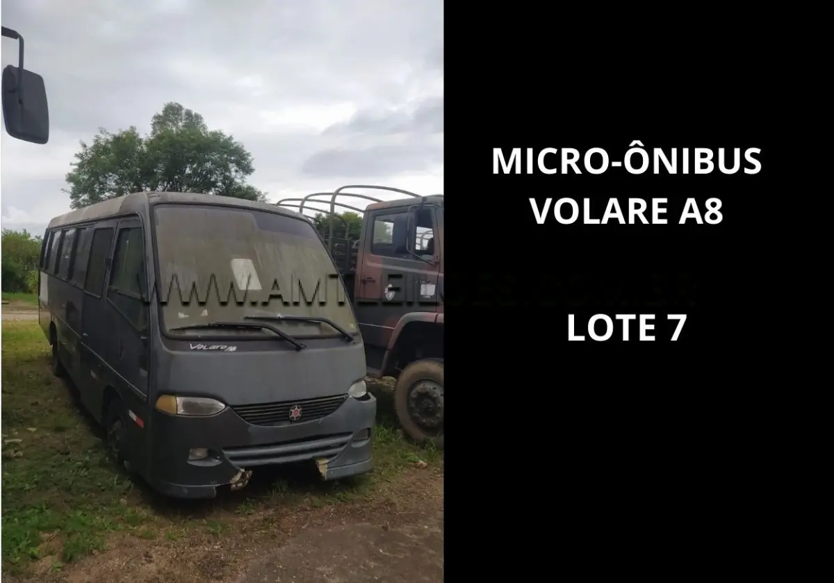 LOTE 007 - MARCA/MODELO: MICRO - ÔNIBUS MARCOPOLO / EMP GE VOLARE A8 28PSG 4X2, ANO: 2000;  MARCA/MODELO: AUTOMÓVEL CMDO FIAT / UNO MILLE 5PSG 4X2 , ANO: 2000.