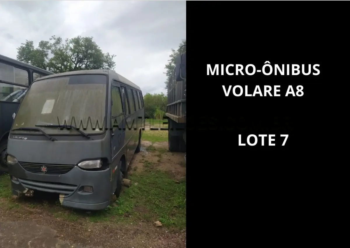 LOTE 007 - MARCA/MODELO: MICRO - ÔNIBUS MARCOPOLO / EMP GE VOLARE A8 28PSG 4X2, ANO: 2000;  MARCA/MODELO: AUTOMÓVEL CMDO FIAT / UNO MILLE 5PSG 4X2 , ANO: 2000.