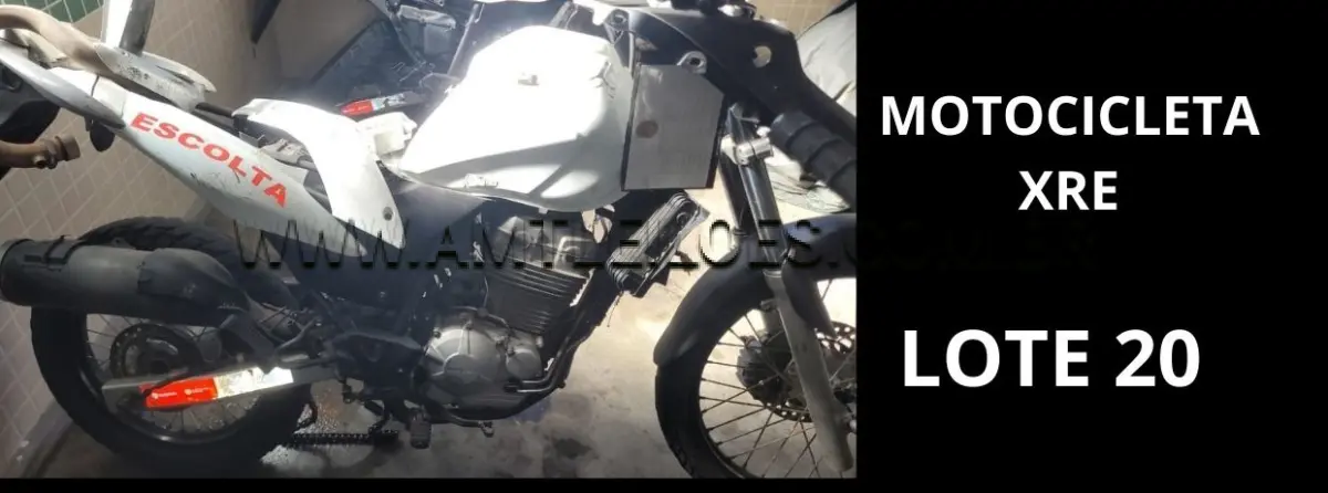 LOTE 020 - MARCA/MODELO: VIATURA MOTOCICLETA POLICIAL HONDA / XRE 300 TRAIL 01PSG 2X1,  ANO: 2010.