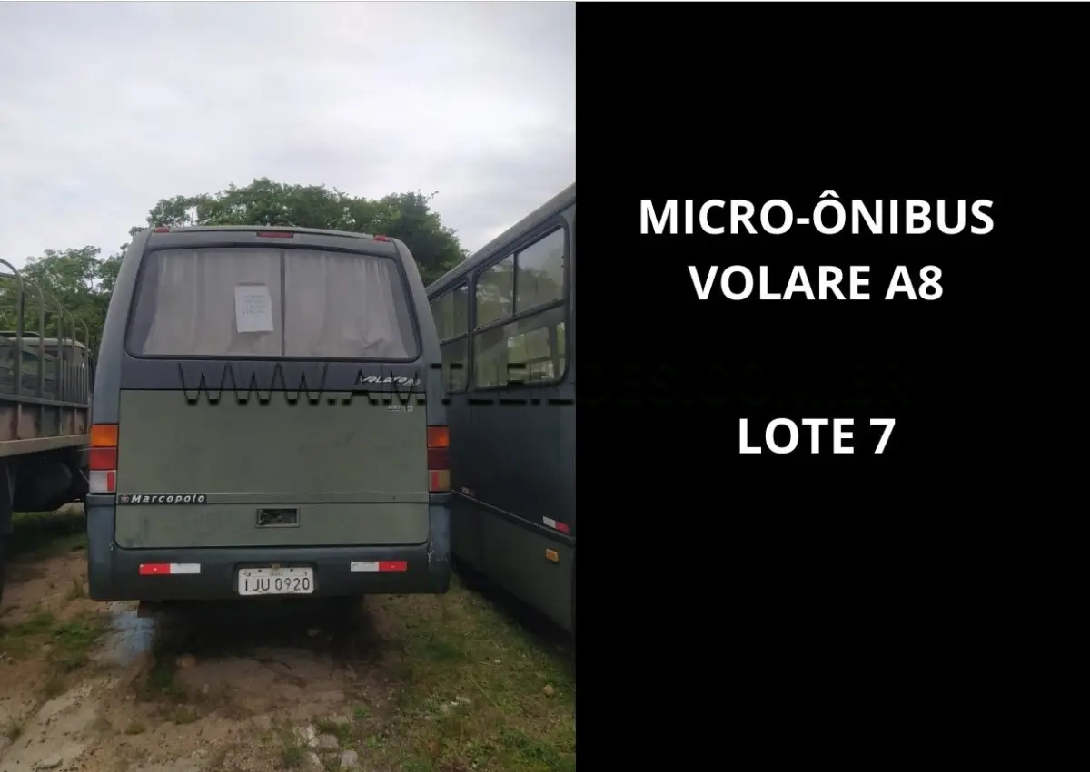 LOTE 007 - MARCA/MODELO: MICRO - ÔNIBUS MARCOPOLO / EMP GE VOLARE A8 28PSG 4X2, ANO: 2000;  MARCA/MODELO: AUTOMÓVEL CMDO FIAT / UNO MILLE 5PSG 4X2 , ANO: 2000.